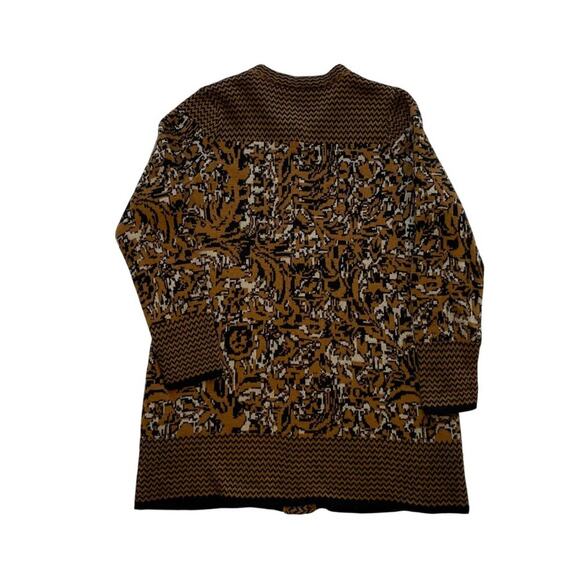 Liz Claiborne Brown/Tan Alpaca Blend Long Crew Neck Cardigan Sweater, Size L - Picture 6 of 12